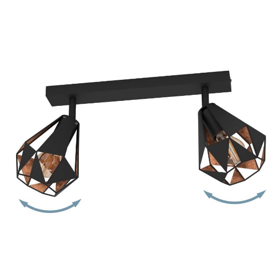 Imagine Plafonieră Carlton-7 2 IP20 cupru antichizat/negru EGL 43716