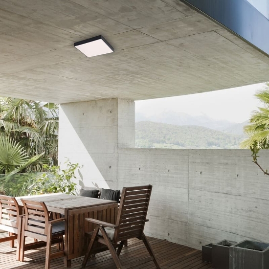 Imagine Plafonieră exterior Tartu LED 24W dimabilă pătrată negru RAB 7900