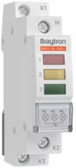 Imagine Indicator LED pe șină DIN 230V verde-galben-roșu BRG1-139 Braytron