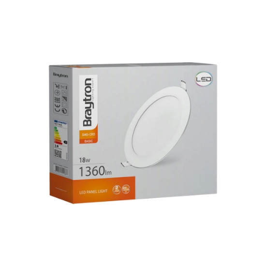 Imagine Spot LED rotund încastrat 18W, 1360 lm, 6500K, Ø225 mm, alb, Braytron BR-BP01-31830