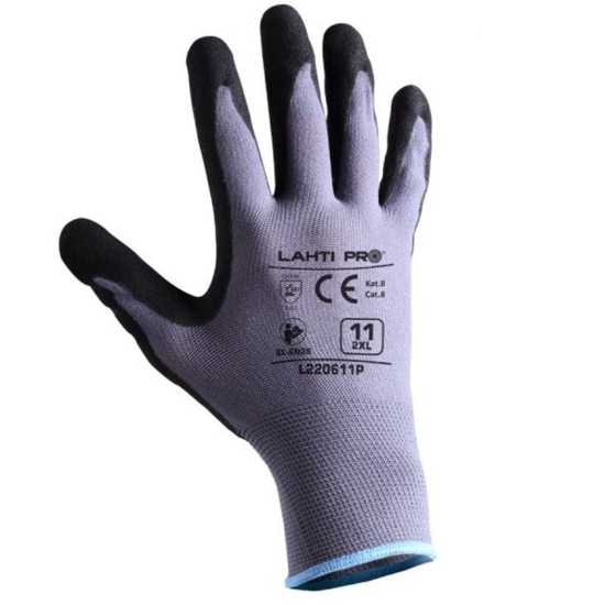 Imagine Mănuși de protecție LAHTI PRO L220610K, mărimea 10, negru-gri cu agățătoare