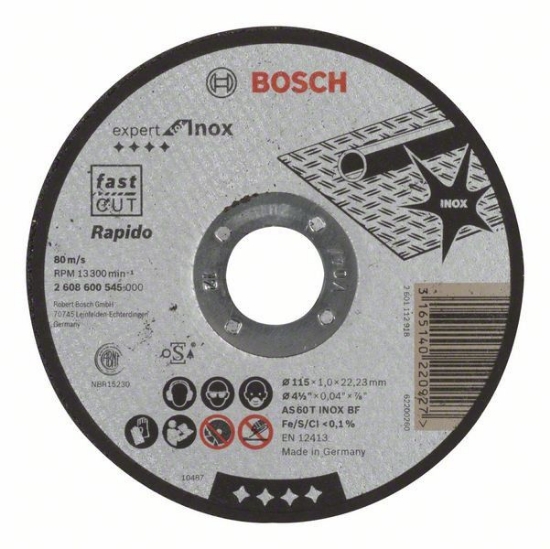 Imagine Disc de tăiere inox Bosch AS 60 T INOX BF, 115x1mm