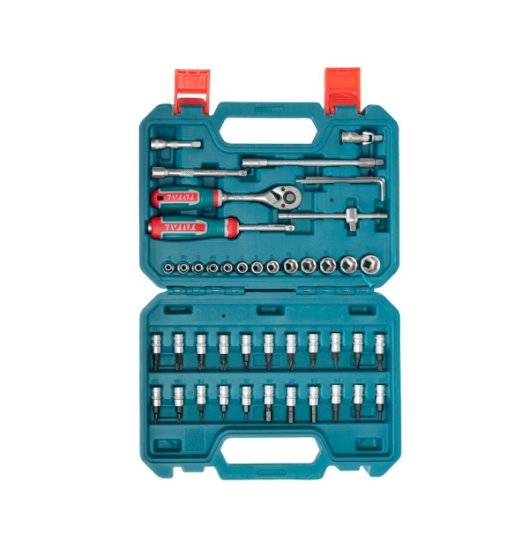 Imagine TOTAL - Trusă de chei tubulare 1/4" cu antrenor 46 piese (Industrial)