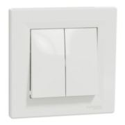 Imagine Întrerupător dublu cap scară Schneider Asfora alb