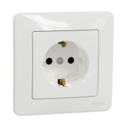 Imagine Priză 2P+E cu obturatoare și ramă decorativă albă