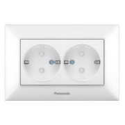 Imagine Priză dublă cu împământare și protecție pentru copii Arkedia Panasonic, ST, albă