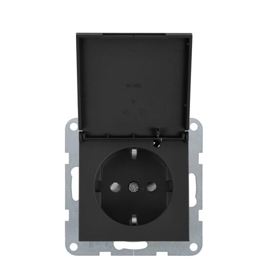 Imagine Priză Schuko cu capac Karre Plus Panasonic, fumuriu