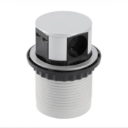 Imagine Priză de mobilier COMFORT Ø100 mm, 3xSchuko, 2xUSB 2,4A, aluminiu