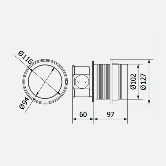 Imagine Priză de mobilier COMFORT Ø100 mm, 3xSchuko, 2xUSB 2,4A, aluminiu