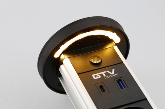 Imagine Priză încorporabilă în mobilier Camino 2x Schuko, USB-A, USB-C, Inducție, cablu 1.5 m, negru, GTV