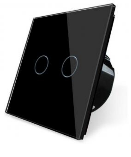 Imagine INTRERUPATOR DUBLU DIN STICLA CU TOUCH NEGRU SKU-8387