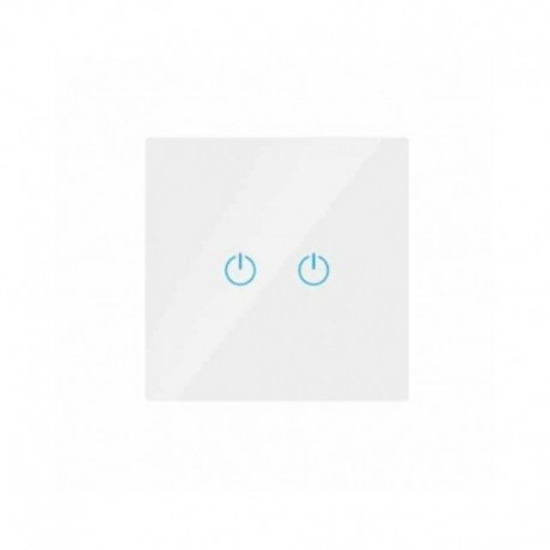 Imagine Întrerupător dublu din sticlă cu touch alb