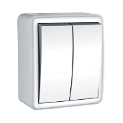 Imagine Întrerupător dublu aplicat alb IP44