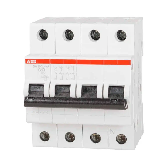 Imagine Întrerupător automat ABB SH203L-C10NA 10A 3P+N 4.5kA