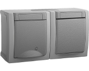 Imagine Priză simplă Schuko 2P+E cu întrerupător PT 10A 250V IP54 gri Panasonic