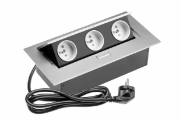 Imagine Grup prize pentru birou GTV, 3 prize Schuko, aluminiu, fără cablu, AE-PB03GS-53