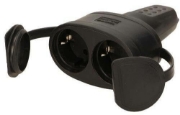 Imagine Priză dublă Schuko din cauciuc, etanșă, cu capac și mâner, IP44 16A OR-AE-13117GS