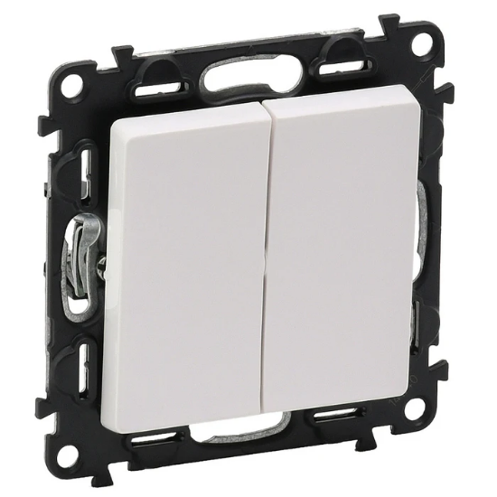 Imagine Întrerupător cap scara dublu Valena Life, incastrat, alb 752108