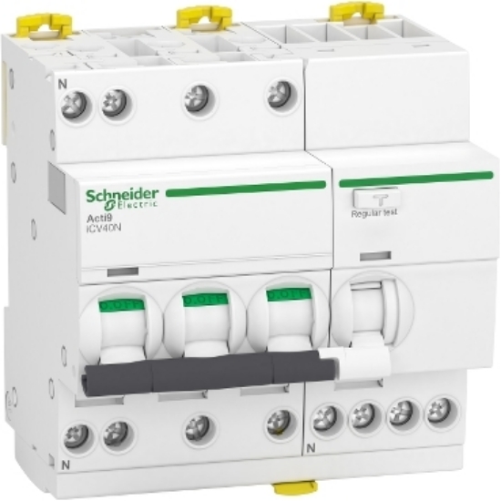 Imagine Intrerupator automat SCHNEIDER RCBO Acti9 ICV40N 3P+N 40A 6kA 30MA tip A curba C A9DC3740