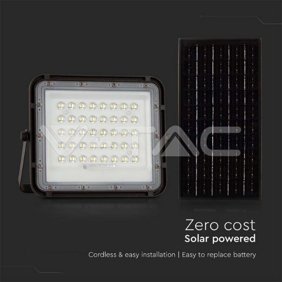 Imagine Reflector cu incarcare solara 10W 800LM 6400K NEGRU