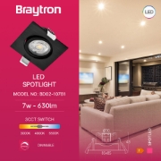 Imagine Spot LED patrat 7W 3IN1 230 IP20 negru rotabil BR-BD02-10781