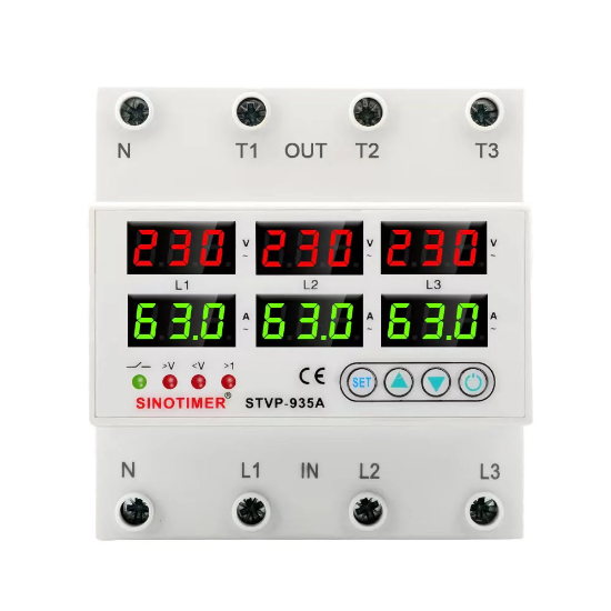 Imagine Releu TRIFAZIC, SINOTIMER, siguranta digitala de protectie tensiune afisata 220V, 1-63A, STVP-935-63A