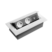 Imagine Ansamblu de birou 2 PRIZE SCHUKO 2XUSB fara cablu Alba AE-PBU02GS-10N