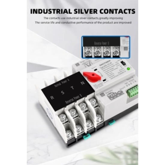Imagine Comutator de transfer PV 4P 125A cu sina SINOTIMER ATS125-4P