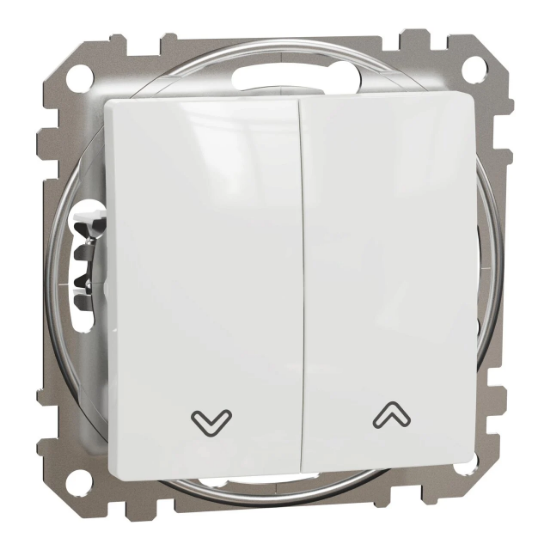 Imagine Intrerupator alb, curent nominal, pentru jaluzele, blocare electrica, 10 AX, tensiune 250 V AC Sedna SDD111104