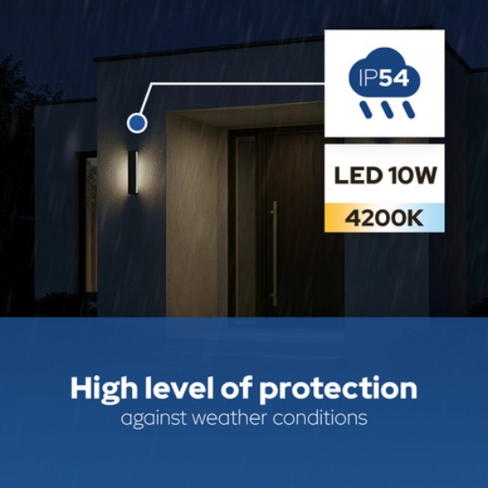 Imagine Aplica de gradina LED 10W NEGRU 4200K 85-265V 076-116-0030