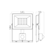 Imagine Proiector LED slim 30W 6500K+SENZOR IP54 CF NEGRU BR-BT66-23031