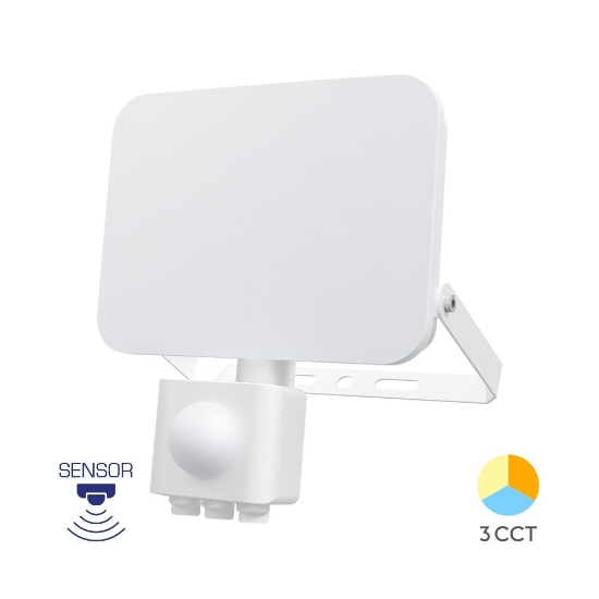 Imagine Proiector LED Slim 30W 3IN1+SENZOR IP54 ALB BR-BT60-63080