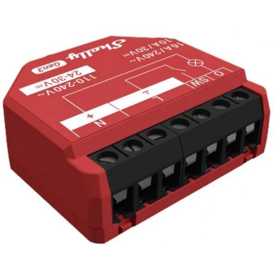 Imagine RELEU INTELIGENT SHELLY 1PN GEN3 1 CANAL 16A WIFI FUNCTIE DE MONITORIZARE CONSUM