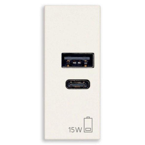 Imagine Priza LINEA USB A+C 15W 5V alb vimar 30292.ac15b