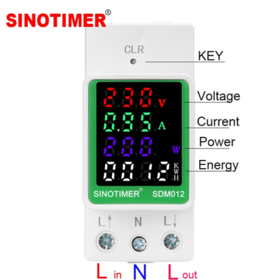 Imagine Contor monofazat de energie electrica, Sinotimer, 50-300V, 100A, display led, functie resetare, iluminat, SDM012-2 