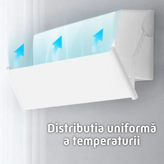 Imagine Deflector pentru protectie curent aer conditionat, Empria, ajustabil pe 4 niveluri, retractabil, Alb 