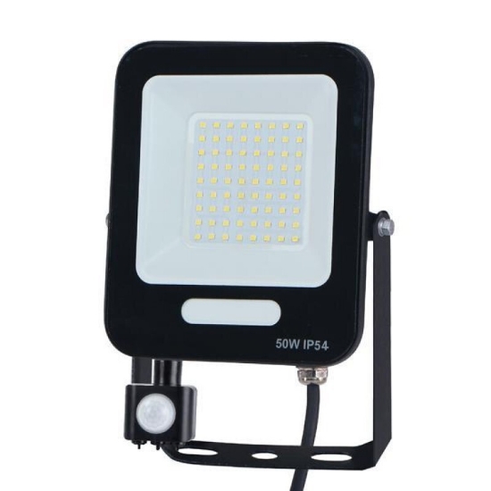 Imagine PROIECTOR CU LED-URI SMD SI SENZOR DE MISCARE ROTATIV 50W NEGRU IP54 6500K PLUS (147-69069) EUROLAMP
