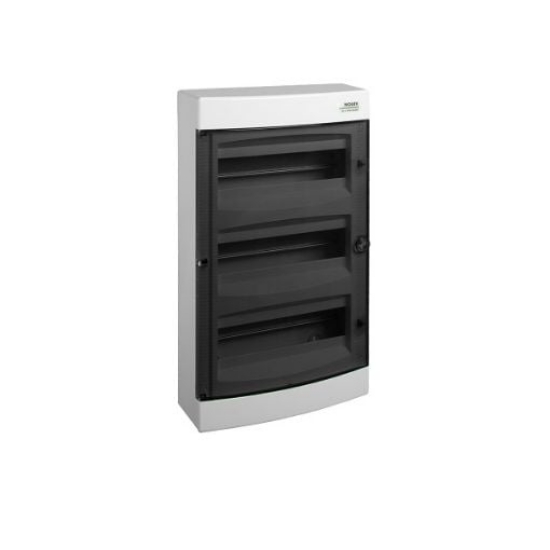 Imagine Cofret de distributie din plastic, montare aparenta, usa transparenta, IP40, 3 rânduri, 3x12 module