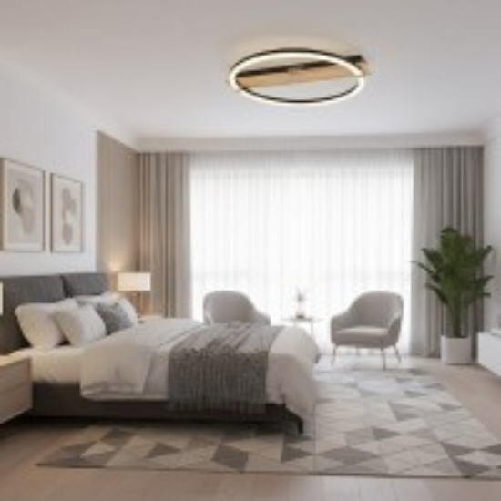 Imagine Ventilator de tavan 35W & plafoniera 22W - satinat & stejar