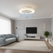 Imagine Ventilator de tavan 35W & plafoniera 22W - satinat & stejar
