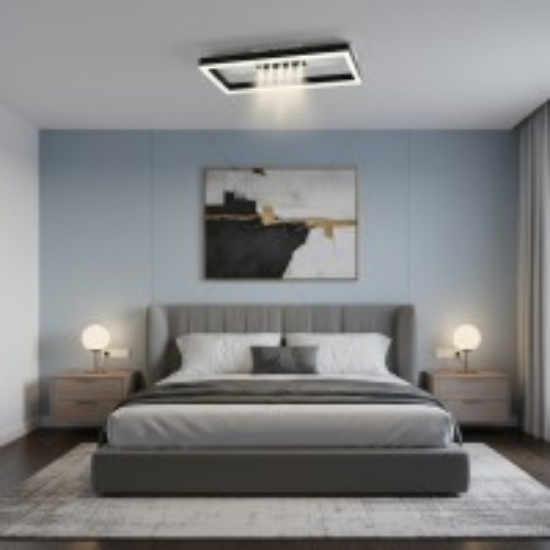 Imagine Ventilator de tavan 35W & plafoniera 22W - satinat & stejar