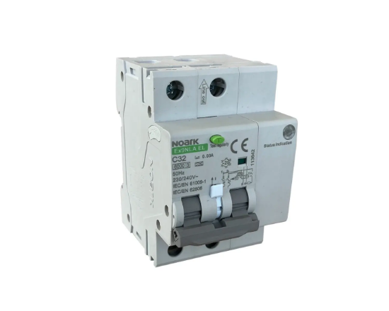 Imagine RCBO cu detecție a arcului electric (AFDD), electronic, 3 module, Icn=6kA, 2poli, car. B, In=32A, IΔn=30mA, tip A