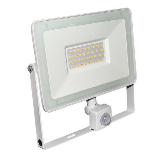 Imagine PROIECTOR 50W SMD LED lumina alba (4100k) alb + sensor de miscare