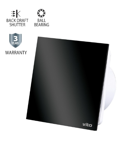 Imagine Ventilator negru VITO sticlă  antiretur Dim 100mm 12W VT-VT8005240