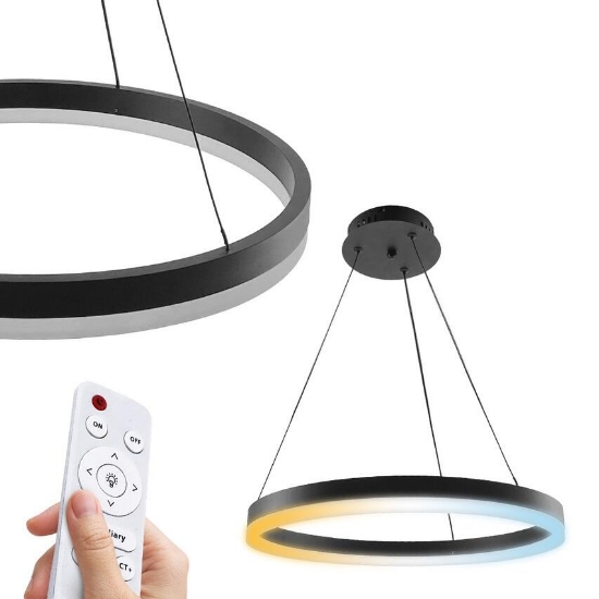 Imagine Lustra led 88 W, 3CCT, dimabil, Telecomanda, 6160 lm, Negru, 60x120 cm 019-083-0088 