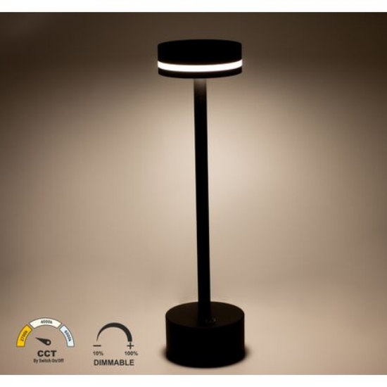 Imagine Veioza LED CCT dimabil reincarcabila - 2W - neagra