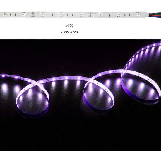 Imagine Bandă LED RGB 7.2W/m, 12V DC, SMD5050, 30LED/m, IP20 05-080/RGB