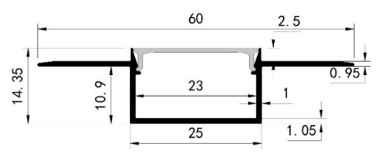 Imagine Profil Aluminiu ST. COMPLET "RIGIPS" LAT pentru banda LED max.21mm - 2 metri