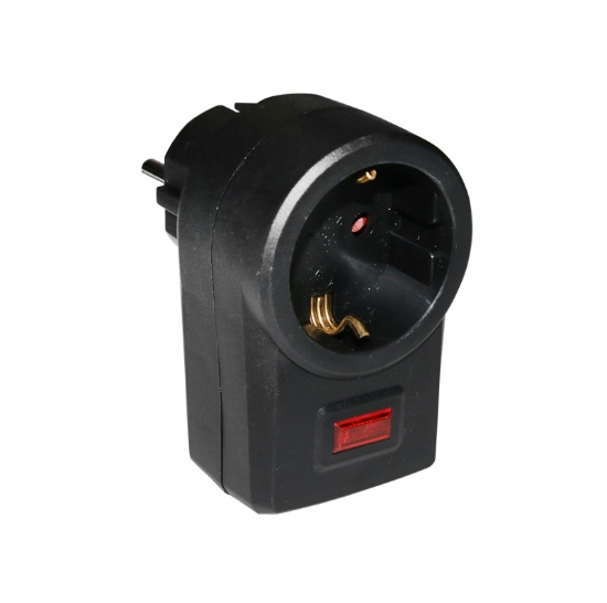 Imagine Stecher shouko la priza shouko cu protectie la fulger 16A/250V - negru