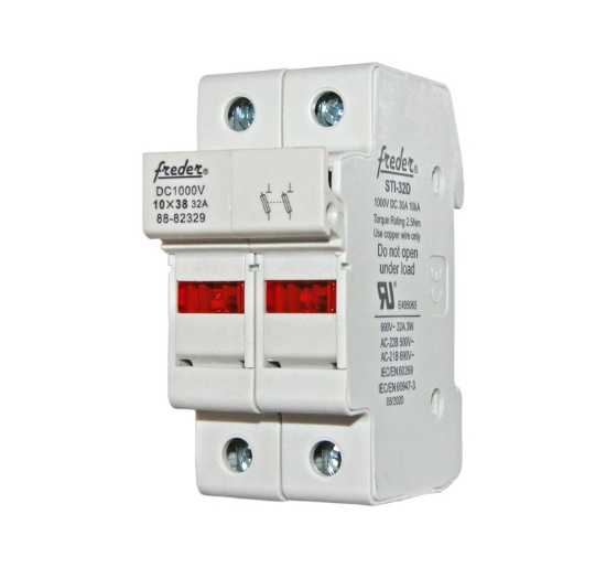 Imagine SOCLU CILINDRIC FREDER 10X38MM 2X32A 1000V DC